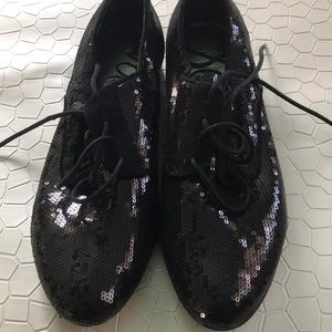 Elegant Sam Edelman Black Sequin Pointed Heel Shoes Size 7